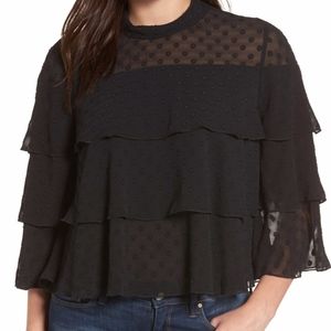 Halogen Ruffle Tiered Blouse Top Women's Small New